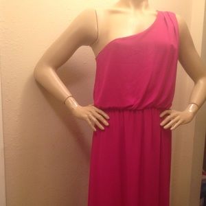 Fuscia One Shoulder Maxi Dress